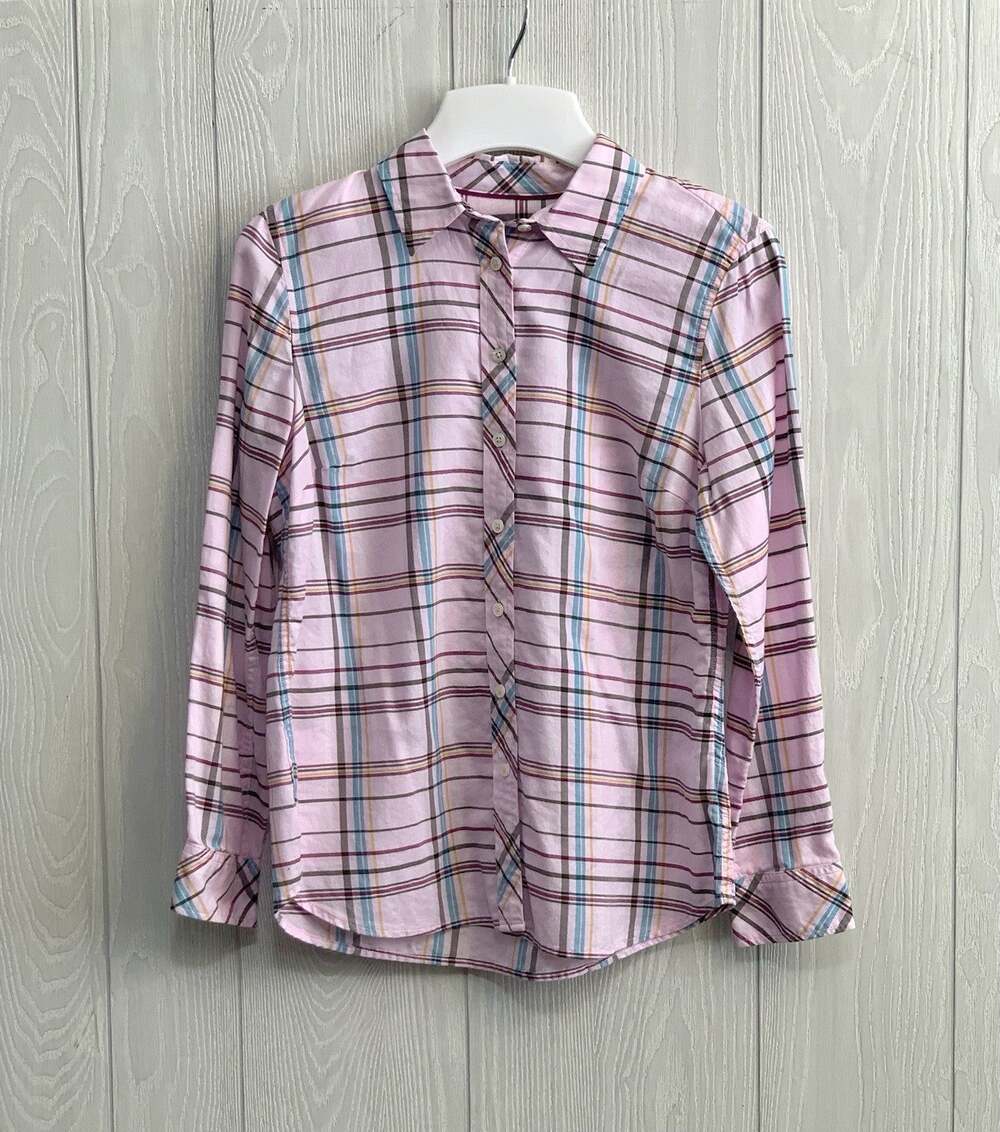 Talbots Purple Plaid Long Sleeve Button Shirt P